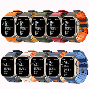 Bracelet en silicone respirant pour <span class=keywords><strong>Apple</strong></span> <span class=keywords><strong>Watch</strong></span> Ultra 3 2, bracelet de <span class=keywords><strong>sport</strong></span> 49mm 46mm <span class=keywords><strong>45mm</strong></span> 44mm, bracelet Iwatch 11 10 9 8 <span class=keywords><strong>7</strong></span> 6 Se3 Correa - Product Image 2