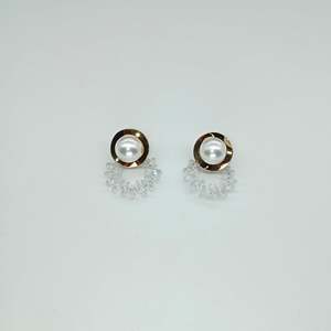 Fashion Drop <b>Earrings</b> 316L Stainless Steel PVD Gold Plating Pearl <b>Crystal</b> <b>Studs</b> Elegant Women Jewelry - Product Image 1