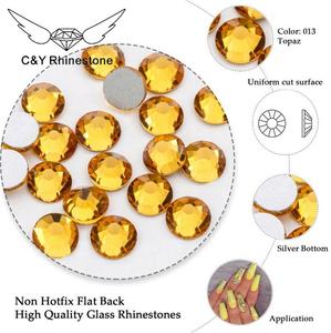 CY 021 حجر الراين السائب بلون توباز كولورادو الفاتح من الكريستال الزجاجي الملون بظهر مسطح وبدون تثبيت حراري للبيع بالجملة للملابس - Product Image 3