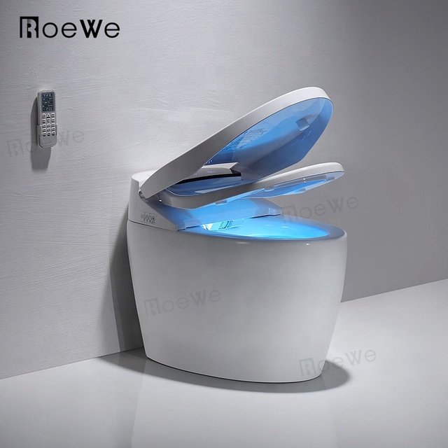 Intelligent Smart Toilet Floor Mounted Ceramic One-piece Water Closet Bidet with Remote Control and Siphon Jet Flushing