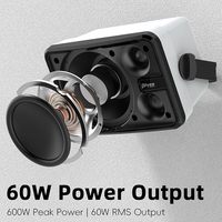 Ensemble de 2 enceintes Bluetooth d'extérieur 600W, synchronisation sans fil entre les enceintes, basses puissantes, montage mural pour patio, véranda, gazebo, garage