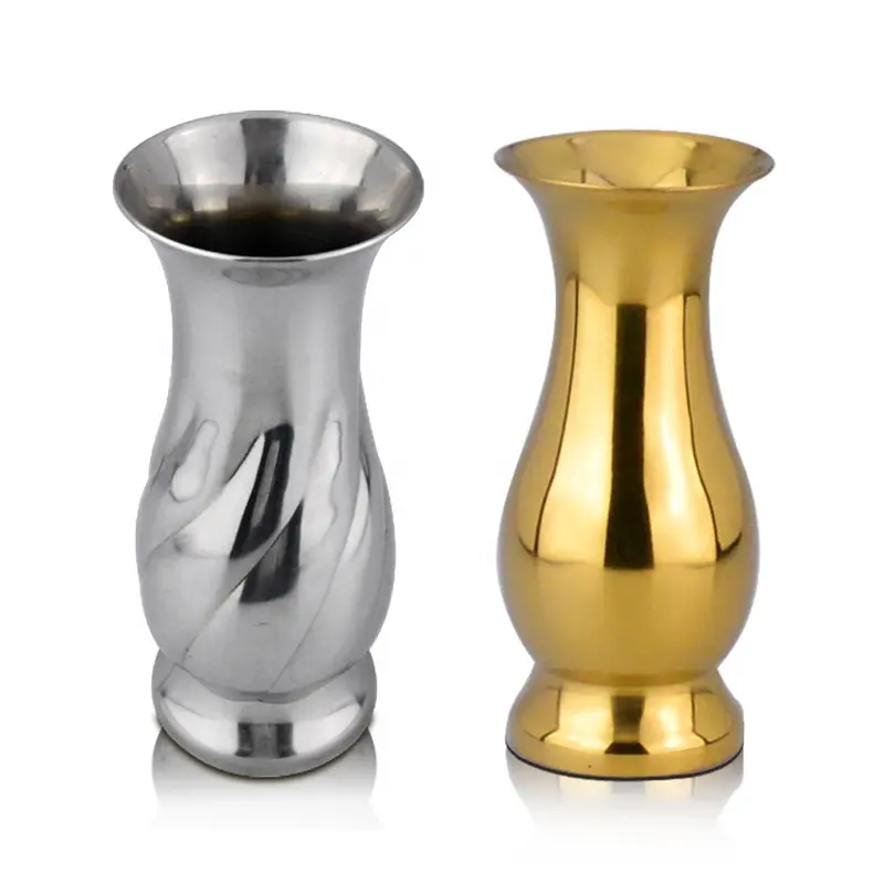 Middle east style modern metal wedding decor gold silver stainless steel flower vase for custom