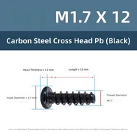 M1 M5 Phillips Pan Head Self Tapping Screw Carbon Steel Black Finish Flat Point Fastener