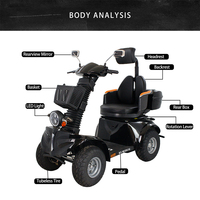Scooter électrique KSM-910, scooter électrique pour personnes âgées, double siège, robuste, 4 roues, tout-terrain, scooter de mobilité fermé