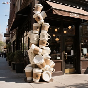 Décoration extérieure de <span class=keywords><strong>café</strong></span> personnalisé 304/316SS Statue de peinture en aérosol Géant en acier inoxydable Plus Tasse à <span class=keywords><strong>café</strong></span> Heap up Overlay Sculpture - Product Image 5
