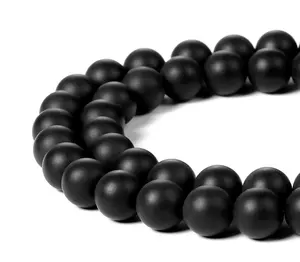 Mala Beads 108 Natural Gemstones Round Stone Bead Black Matte Onyx Loose Bead For Jewelry Making