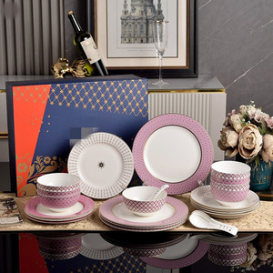 Factory Wholesale Modern Luxury Bone China <b>Dinnerware</b> Set Scenic Pattern 6-Piece Dishwasher Safe with Gift Box and Utensils Kit - Product Image 2