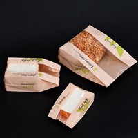 Sac en papier kraft brun de qualité alimentaire avec fenêtre pour pop-corn, pain, poulet rôti, beurre, pour plats à emporter sans poignées