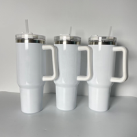 Gobelet Isotherme 40 oz avec Poignée pour Sublimation, Tasse Double Paroi Sous Vide Personnalisable avec Paille et Couvercle