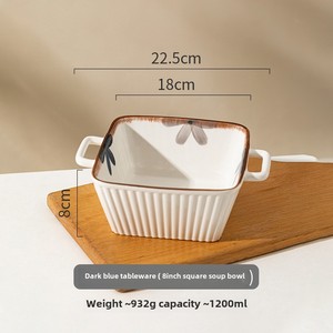 Assiette en céramique bleue d'encre bol ménage en gros 2024 nouveau bol à soupe binaural <span class=keywords><strong>japonais</strong></span> ensemble de vaisselle - Product Image 5