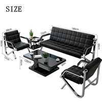 Ensemble de canapés de réception de bureau en cuir moderne et durable Mobilier de salon de beauté confortable avec revêtement en cuir PU à base métallique