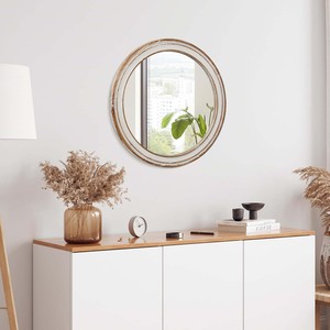 Round Wall Mirror 23.62 Inches Wooden Farmhouse Circle Mirror for Bathroom Vanity Bedroom Entryway Living Room Kitchen - Product Image 3
