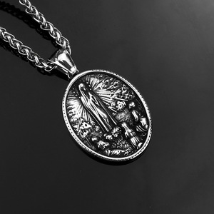 yunnique Stainless Steel Virgin Mary Pendant <b>Necklace</b> For Men Religious Gift Jewelry Fashion <b>Statement</b> Piece - Product Image 1