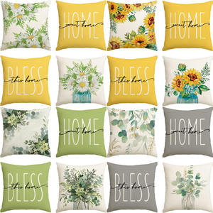 Cushion Cover Set of 4 Pcs Fresh Green Plant <strong>Floral</strong> Print <strong>Pillowcase</strong> for Home Decor for Atmosphere for Sofa Car Seat Cushions - Product Image 1