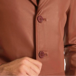 Nouveau manteau en daim élégant pour homme, manteau en cuir pleine longueur pour homme, manteau de haute qualité avec logo personnalisé, manches classiques - Product Image 5