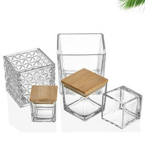 Tùy chỉnh chất lượng cao nến vuông <span class=keywords><strong>container</strong></span> rõ ràng rỗng kính khắc nến vuông lọ với nắp - Product Image 2