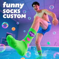 Chaussettes de sport compressives amusantes, design original, style de vie actif, saison printanière, logo sous le pied, séchage rapide, respirantes, écologiques