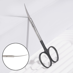 Tijeras puntiagudas de hoja curva ultrafina con mango dorado, pinza para cutículas de uñas de 11,5 cm, grado médico profesional - Product Image 6
