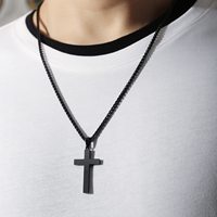 Collier pendentif croix tendance avec chaîne à maillons et breloque pour hommes et femmes, bijoux religieux cool, accessoires en métal, cadeau de fête