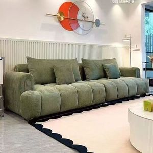 Canapé sectionnel droit en tissu chenille style crème français, moderne et minimaliste, capitonné, pour petit appartement ou salon - Product Image 3