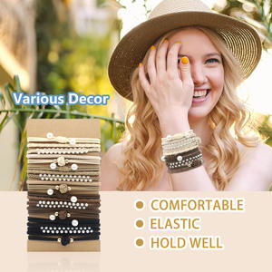 ชุดยางรัดผมโบฮีเมียนปี 2023 สายรัดผมแบบยางยืด เครื่องประดับผมสำหรับผู้หญิง ยางรัดผมมุกสีขาวสำหรับถักเปียและมัดผมหางม้า - Product Image 4