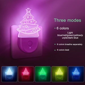 Veilleuse de Noël à brancher sur prise murale, effet 3D, panneau acrylique, lampe de nuit LED à économie d'énergie, décoration de maison pour les fêtes - Product Image 2