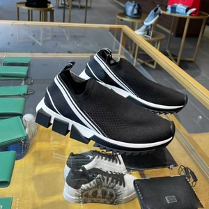 Baskets de sport de luxe noires et blanches à enfiler, style chaussette, à semelle épaisse, respirantes, décontractées, unisexe, de créateur - Product Image 2