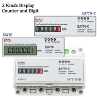Compteur d'énergie électronique triphasé à quatre fils kWh moniteur de consommation d'énergie Rail DIN 50/60Hz 3*5(100)A 50/60Hz LCD LED EA770