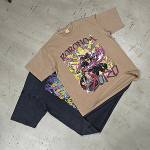 T-Shirt grafica personalizzata in cotone 100% da 250gsm maglietta oversize con lavaggio acido <span class=keywords><strong>Anime</strong></span> da uomo con stampa DTG maglietta Vintage - Product Image 4