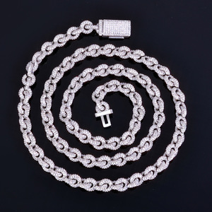 Manufacture OEM ODM 8mm Interlocking <b>Chain</b> Fine Jewelry <b>Copper</b> Moissanite Link <b>Chain</b> Necklace Men Hop Necklace - Product Image 2