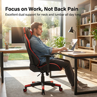 Chaise de jeu en cuir rouge, accoudoir 4D pliable inclinable avec fonction de massage pour la maison, le bureau ou les jeux, livraison gratuite