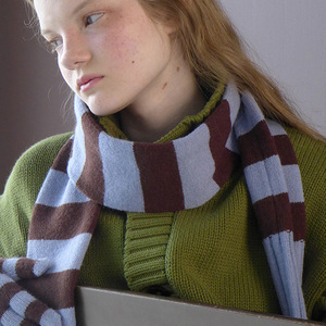 Striped Knitted Scarf Thick Warm Winter Women <b>Neck</b> <b>Warmer</b> Muffler - Product Image 2