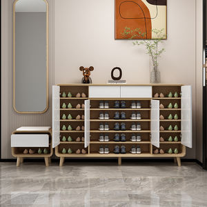 Étagère à <span class=keywords><strong>chaussures</strong></span> en bois moderne avec étagères réglables et <span class=keywords><strong>banc</strong></span> pour le salon, meuble de rangement pour <span class=keywords><strong>chaussures</strong></span> - Product Image 4