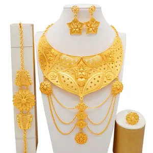 Europe America and Africa trendy design alloy large jewelry set Dubai bride necklace set clothing accessories