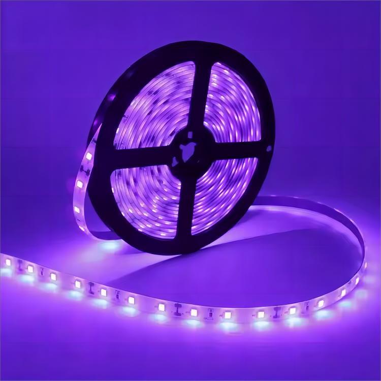 Taicron UV LED Strip 2835 12V/24V 60LEDs/m Purple Germicidal UVA/UVC Ultraviolet 390-400nm 395nm USB Connectivity