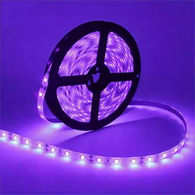 Taicron UV LED Strip 2835 12V/24V 60LEDs/m Purple Germicidal UVA/UVC Ultraviolet 390-400nm 395nm USB Connectivity