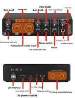 Tarjeta de Sonido USB XTUGA M22D Pro de Metal para Estudio, Interfaz de Grabación con Cancelación de Ruido para Estudio, Transmisión en Vivo, Computadora/Teléfono
