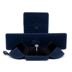 Bán Buôn Sang Trọng Nhung Hộp Đồ Trang Sức Màu Grey Giải Pháp Lưu Trữ Cho Ngọc Trai Vòng Đeo Tay Cưới Dây Chuyền Bông Tai Nhẫn - Product Image 4