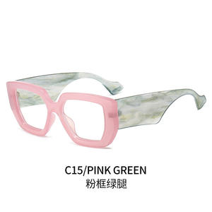 Lunettes de soleil carrées unisexes tendance avec monture épaisse en D, protection UV400, monture en PC, verres transparents en acrylique, dorées - Product Image 6