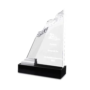 APEX Iced Edge Elegant Blank Acrylic Awards Custom Black Base Thank You Acrylic Award