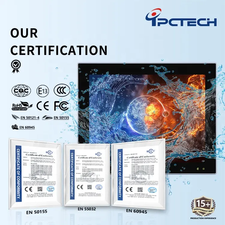 Panel de pantalla táctil Industrial IP65 de 15 pulgadas, tableta capacitiva/de resistencia integrada/montaje en pared/escritorio/VESA ordenador sin ventilador O