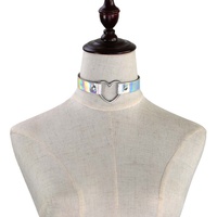 Colliers créatifs Harajuku Laser Love Heart Choker unisexes, attrayants, lumineux, en cuir PU, chaîne de cou, bijoux