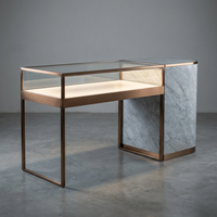 Vitrine de présentation de bijoux de luxe sur mesure avec armoire en verre et acier inoxydable, mobilier de vente au détail à LED pour boutique