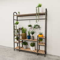 Support à fleurs en métal noir moderne et simple pour balcon, idéal pour les maisons contemporaines