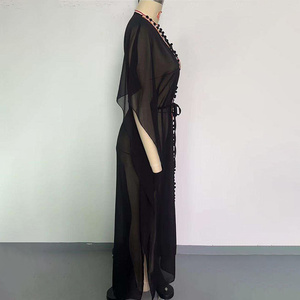 Áo cardigan ren nữ áo kimono dài đính hoa móc mỏng đi biển - Product Image 3