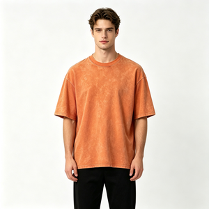 Camiseta Minimalista de Algodón Puro con Lavado Ácido para Hombre, Estilo Oversize, Hecha a Medida, Corte Cuadrado, Estilo Urbano Premium - Product Image 1