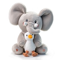 Jouet en peluche électrique en plastique Éléphant Cache-Cache avec fonctions chant, enregistrement et écho, double mécanisme, pour 0-24 mois, unisexe