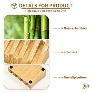 Jabonera de Bambú Natural CF con Revestimiento Impermeable, Autodrenante, Elevada, Antideslizante, para Baño y Cocina, con Soporte para Jabón en Barra - Product Image 4