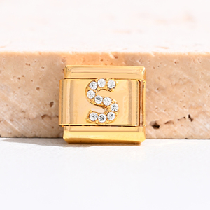 <span class=keywords><strong>Charm</strong></span> Italiano con Lettere in Vendita, Non Ossidabile, Fai-da-Te, in Acciaio Inossidabile Placcato Oro 18K per Braccialetti - Product Image 5