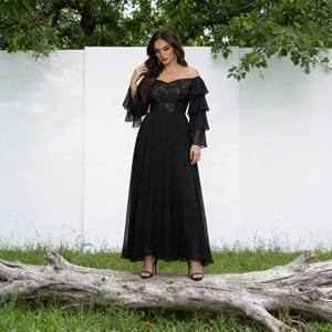 Abaya Elegante de Poliéster con Lentejuelas Bordadas para Mujeres Musulmanas, Proveedor Mayorista Personalizado OEM ODM - Product Image 3